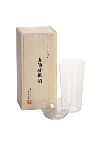 Shotoku Usuhari Tumbler L & Small Bowl (With Wooden Box)-BP_437231